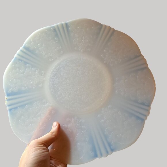 Macbeth-Evans American Sweetheart Monax White Opalescent Salver Plate Vintage - Picture 11 of 13